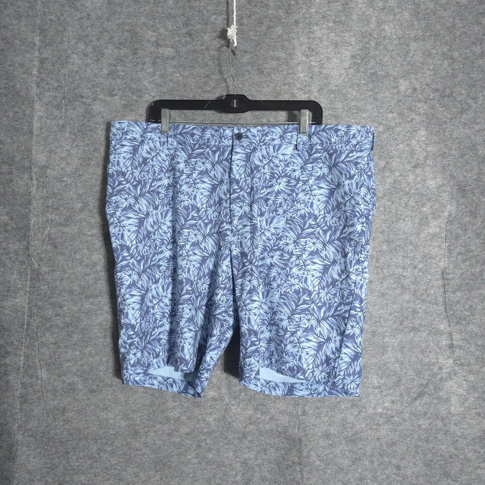 Peter Millar Crown Crafted Golf Shorts Mens 40 Blue Leaf Print Stretch Pro Wear